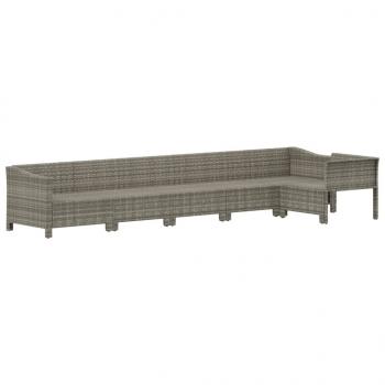 6-tlg. Garten-Lounge-Set mit Kissen Grau Poly Rattan