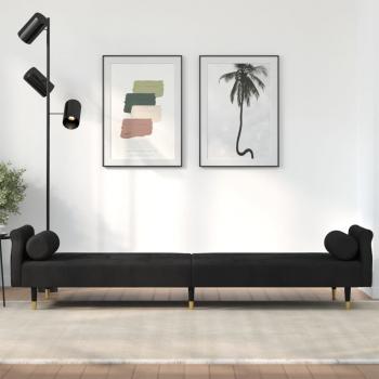 Schlafsofa mit Kissen Schwarz Samt