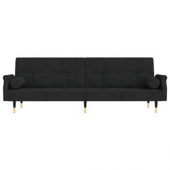 Schlafsofa mit Kissen Schwarz Samt
