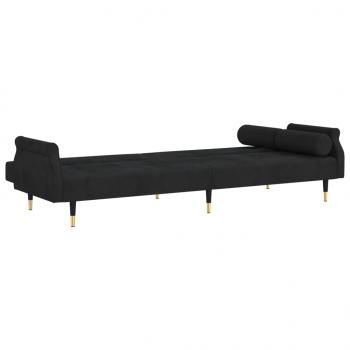 Schlafsofa mit Kissen Schwarz Samt