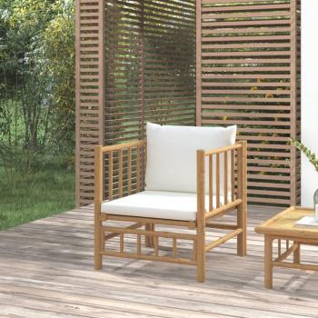 ARDEBO.de - Gartensessel mit Cremeweißen Kissen Bambus