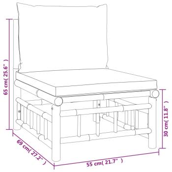 ARDEBO.de - 8-tlg. Garten-Lounge-Set mit Dunkelgrauen Kissen Bambus