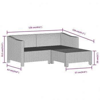 6-tlg. Garten-Lounge-Set mit Kissen Grau Poly Rattan