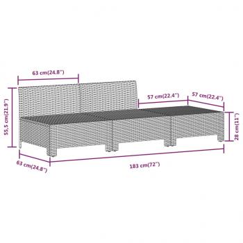 6-tlg. Garten-Lounge-Set mit Kissen Grau Poly Rattan