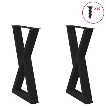 ARDEBO.de - Esstisch Beine 2 Stk. Schwarz 60x(72-73,3) cm Stahl