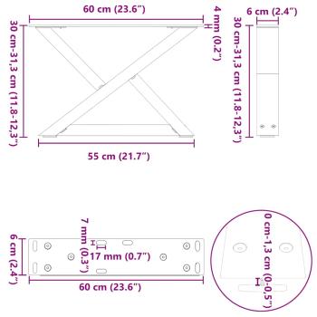Couchtischbeine 2 Stk. Anthrazit 60x(30-31,3) cm Stahl