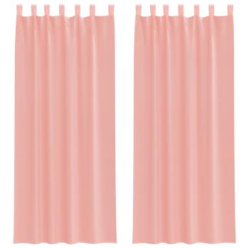 ARDEBO.de - Voile Vorhänge mit Stangentaschen 2 Stk. Rosa