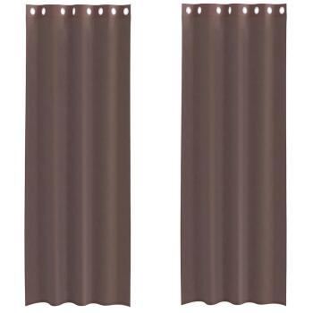 ARDEBO.de - Voile Vorhänge mit Ösen 2 Stk. Braun 140x260 cm