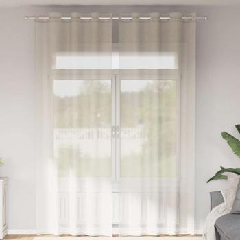 ARDEBO.de - Voile Vorhänge mit Ösen 2 Stk. Creme 140x300 cm