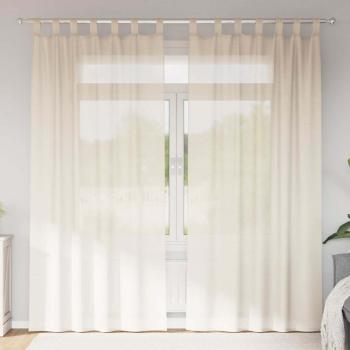 ARDEBO.de - Voile Vorhänge mit Lasche 2 Stk. Creme