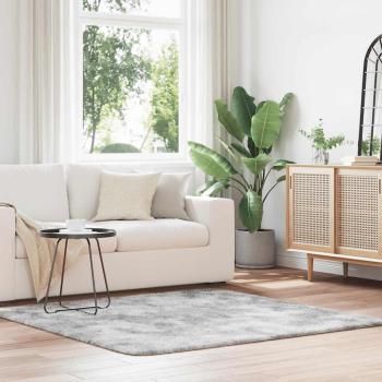 ARDEBO.de - Teppich Shaggy Hochflor NAVARRA Silbergrau 160x160 cm Polyester