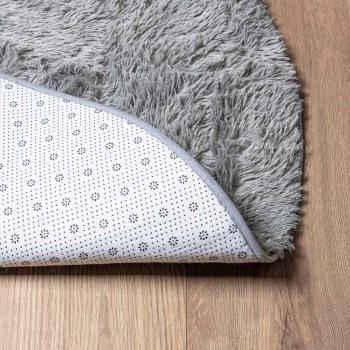 Teppich Shaggy Hochflor NAVARRA Hellgrau 120x120 cm Polyester