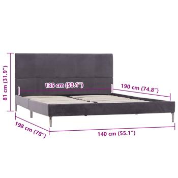 Bettgestell ohne Matratze Grau Stoff 135x190 cm