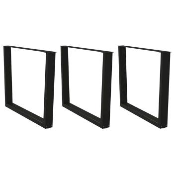 ARDEBO.de - Esstisch Beine V-Form 3 Stück Schwarz 100x(72-73,3) cm Stahl