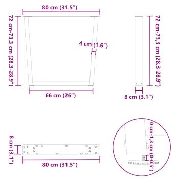 Esstisch Beine V-Form 3 Stück Anthrazit 80x(72-73,3) cm Stahl