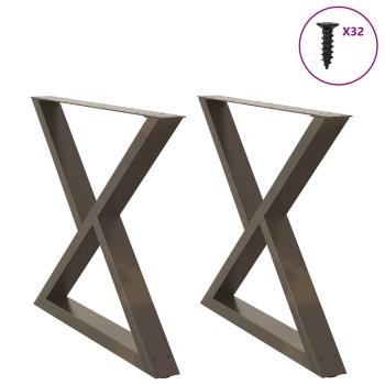 ARDEBO.de - Esstisch Beine 2 Stück Naturstahl 90x(72-73,3) cm Stahl