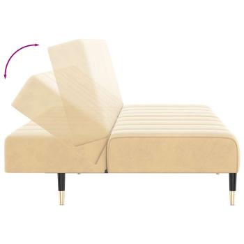 Schlafsofa 2-Sitzer Creme Samt