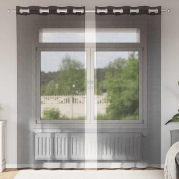 ARDEBO.de - Voile Vorhänge mit Ösen 2 Stk. Schwarz 140x225 cm