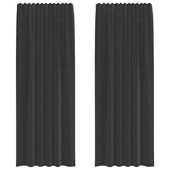 Voile Vorhänge mit Stangentaschen 2 Stk. Schwarz