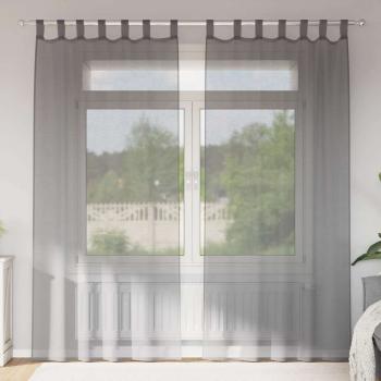 ARDEBO.de - Voile Vorhänge mit Schlaufen 2 Stk. Dunkelgrau 140x245 cm