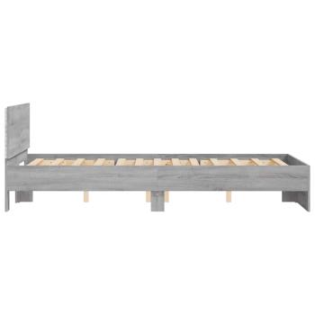 Bettgestell mit Kopfteil LED-Beleuchtung Grau Sonoma 140x190 cm