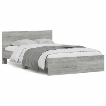 ARDEBO.de - Bettgestell mit Kopfteil LED-Beleuchtung Grau Sonoma 135x190 cm
