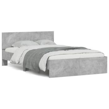 ARDEBO.de - Bettgestell mit Kopfteil LED-Beleuchtung Betongrau 120x190 cm