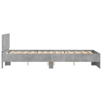 Bettgestell mit Kopfteil LED-Beleuchtung Betongrau 120x190 cm