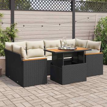 ARDEBO.de - 6-tlg. Garten-Sofagarnitur mit Kissen Schwarz Poly Rattan