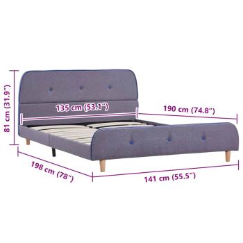 Bettgestell ohne Matratze Hellgrau Stoff 135x190 cm