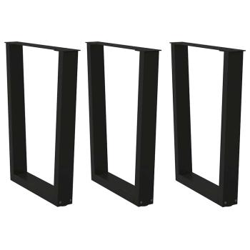 ARDEBO.de - Esstisch Beine V-Form 3 Stück Schwarz 70x(72-73,3) cm Stahl