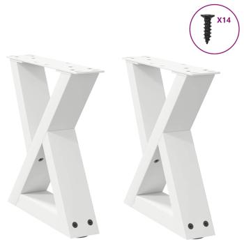 ARDEBO.de - Couchtischbeine 2 Stk. Weiß 40x(30-31,3) cm Stahl