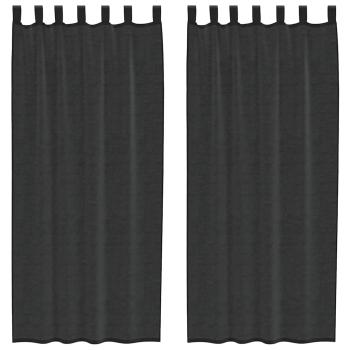 Voile Vorhänge mit Lasche 2 Stk. Schwarz