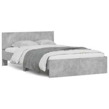 ARDEBO.de - Bettgestell mit Kopfteil LED-Beleuchtung Betongrau 140x200 cm