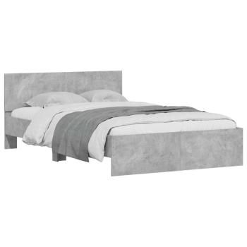 Bettgestell mit Kopfteil LED-Beleuchtung Betongrau 140x200 cm