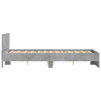 Bettgestell mit Kopfteil LED-Beleuchtung Betongrau 140x200 cm