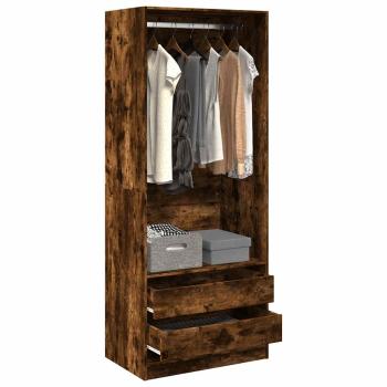 ARDEBO.de - Kleiderschrank Räuchereiche 80x50x200 cm Holzwerkstoffs