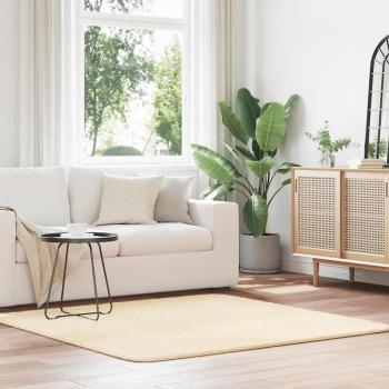 ARDEBO.de - Teppich Shaggy Hochflor NAVARRA Creme 160x160 cm Polyester