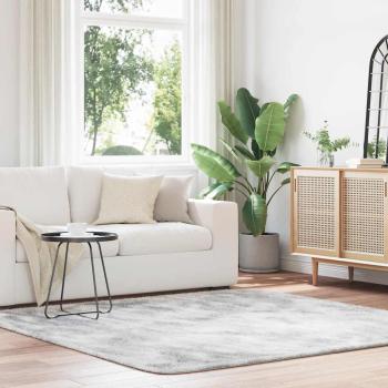 ARDEBO.de - Teppich Shaggy Hochflor NAVARRA Silbergrau 200x200 cm Polyester