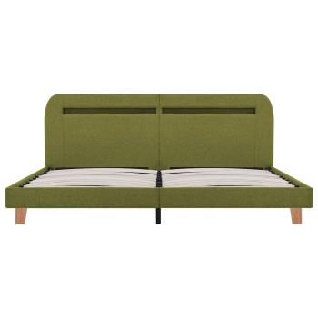 Bettgestell mit LED ohne Matratze Grün Stoff 150x200 cm