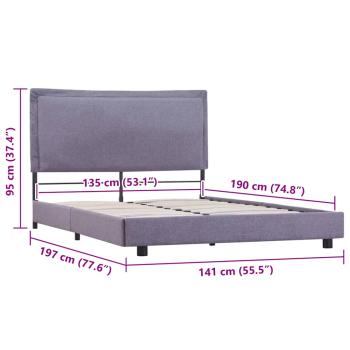 Bettgestell ohne Matratze Hellgrau Stoff 135x190 cm