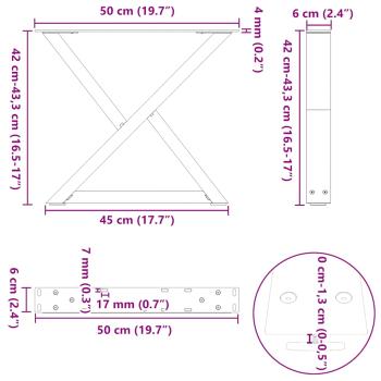Couchtischbeine 2 Stk. Weiß 50x(42-43,3) cm Stahl