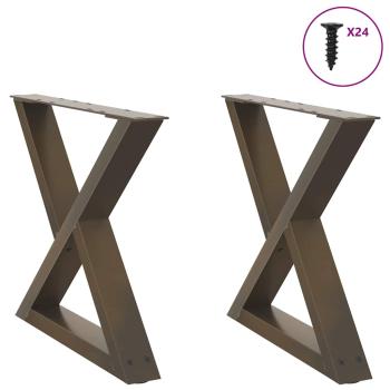ARDEBO.de - Couchtischbeine 2 Stk. Naturstahl 60x(42-43,3) cm Stahl