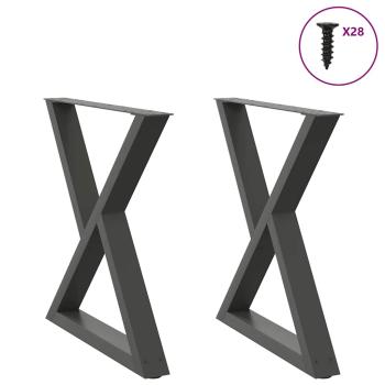 ARDEBO.de - Esstisch Beine 2 Stück Anthrazit 70x(72-73,3) cm Stahl
