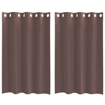 ARDEBO.de - Voile Vorhänge mit Ösen 2 Stk. Braun 140x175 cm