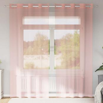 ARDEBO.de - Voile Vorhänge mit Ösen 2 Stk. Rosa 140x245 cm