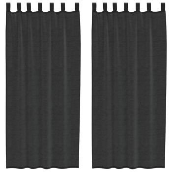Voile Vorhänge mit Lasche 2 Stk. Schwarz