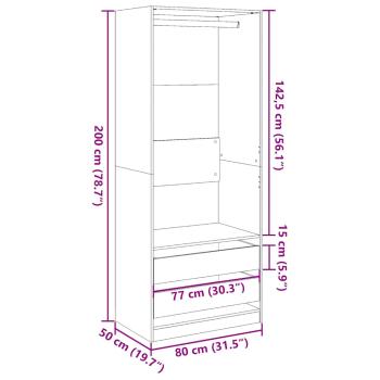 Kleiderschrank Betongrau 80x50x200 cm Holzwerkstoff