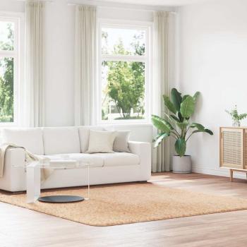 ARDEBO.de - Teppich Shaggy Hochflor NAVARRA Beige 240x240 cm Polyester