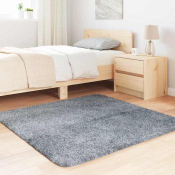 Teppich Shaggy Hochflor NAVARRA Hellgrau 120x120 cm Polyester